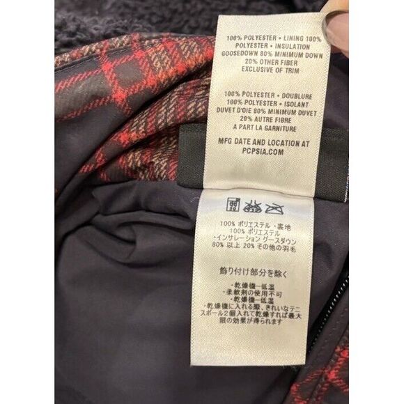 Patagonia Puffer Vest Women's Sz M Goosedown Hooded Red Navy‎ Plaid *Read* - Picture 6 of 14